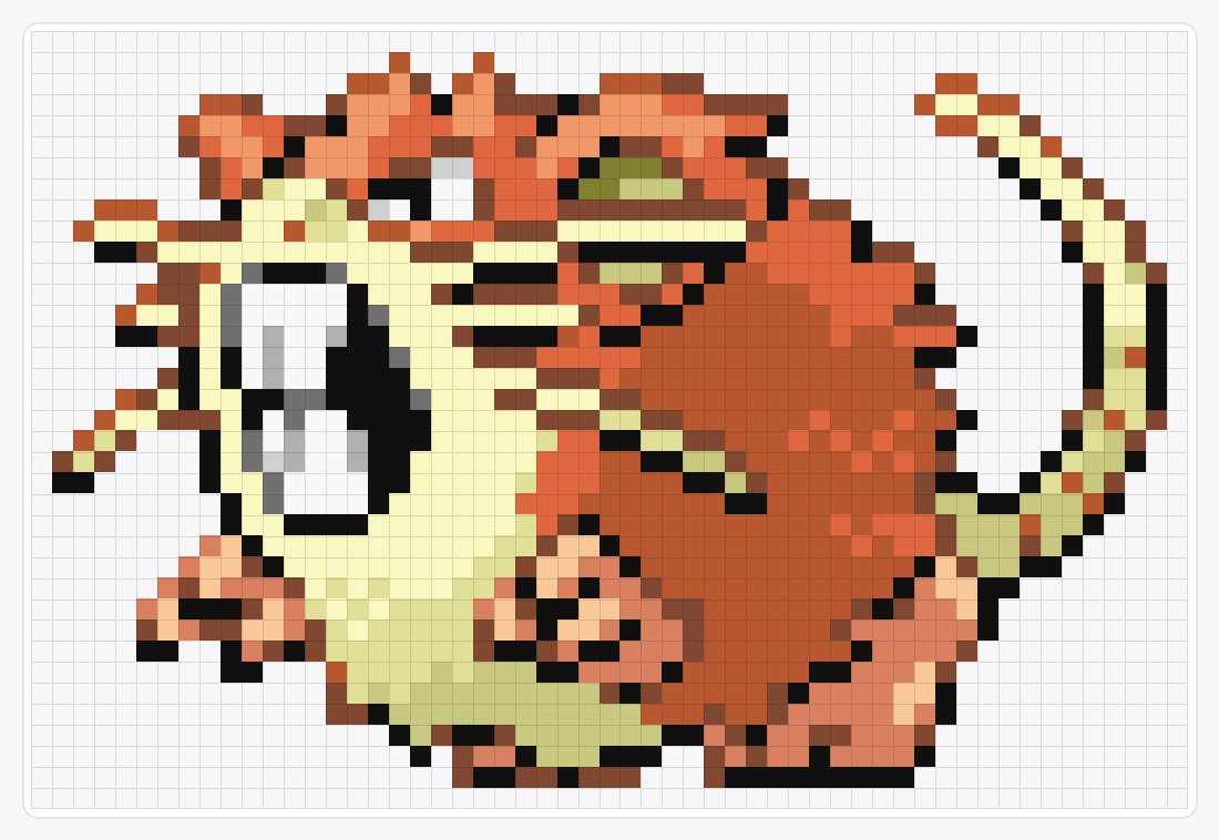#020 Raticate Shiny — 37×55 loom bead pattern chart