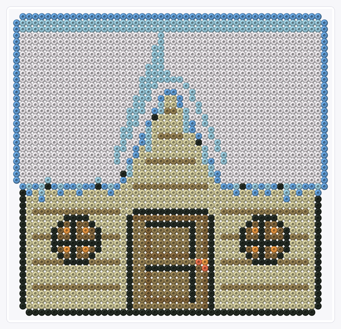 Snowy Cottage — Perler Bead Pattern — 48×80 perler bead pattern chart
