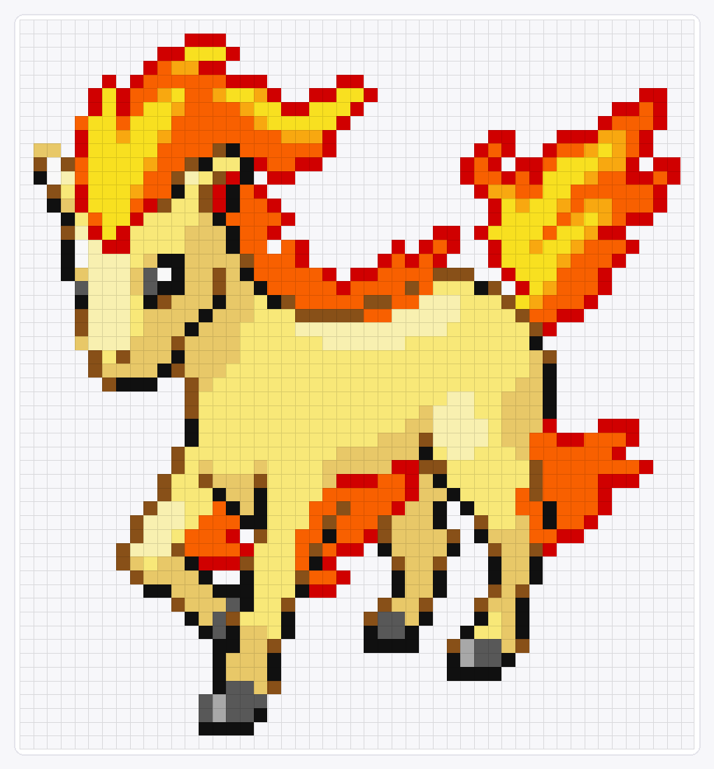 #077 Ponyta — 53×49 loom bead pattern chart
