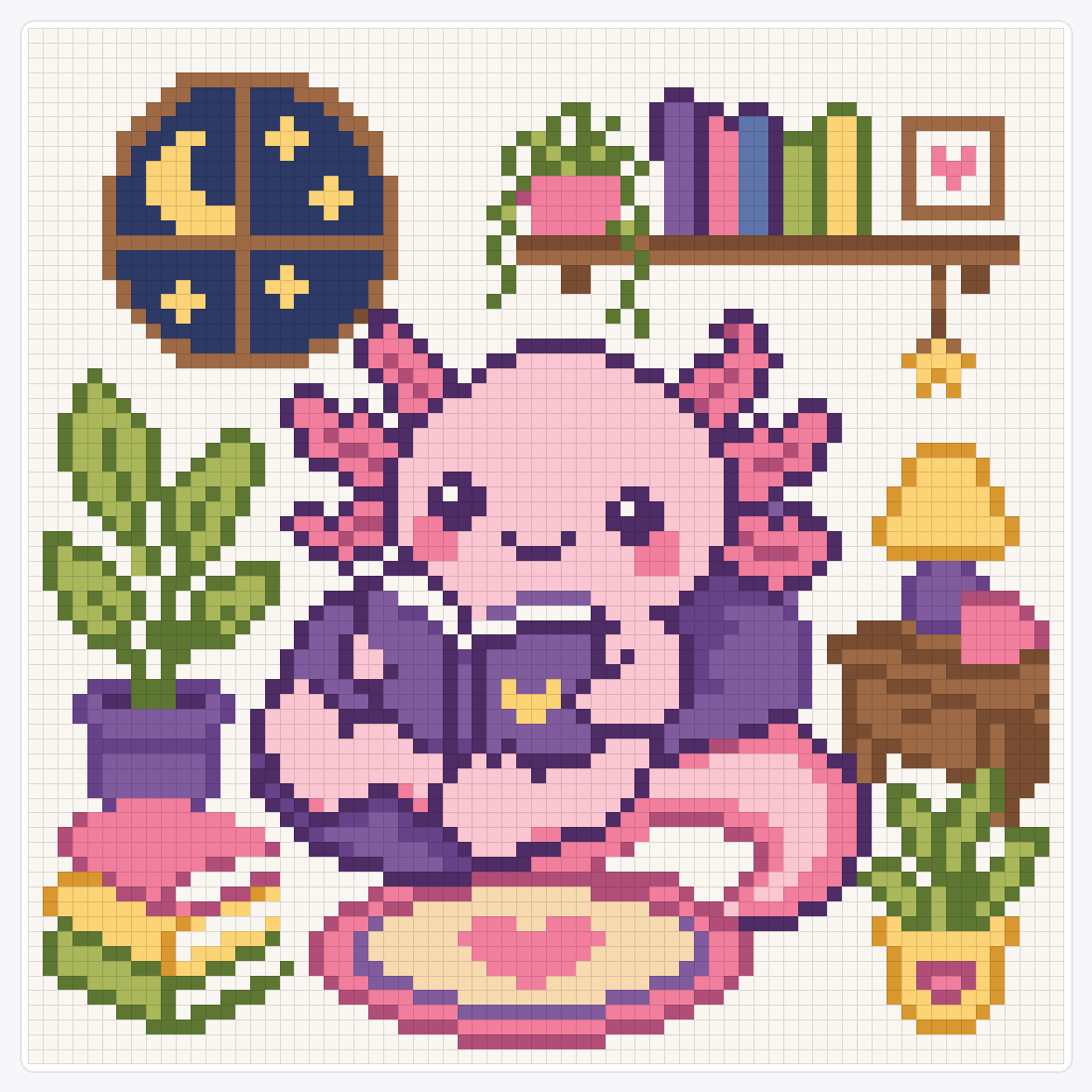 Cute Sudying Axolotl — 70×70 loom bead pattern chart