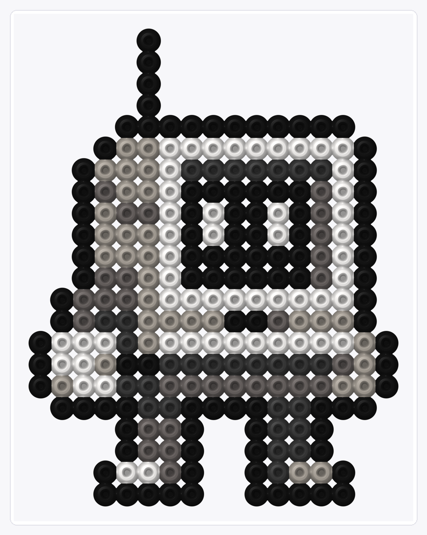 TV Robot — Perler Bead Pattern — 22×17 perler bead pattern chart