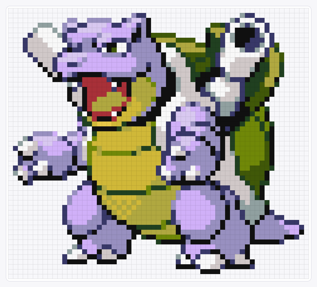 #009 Blastoise Shiny — 55×61 loom bead pattern chart