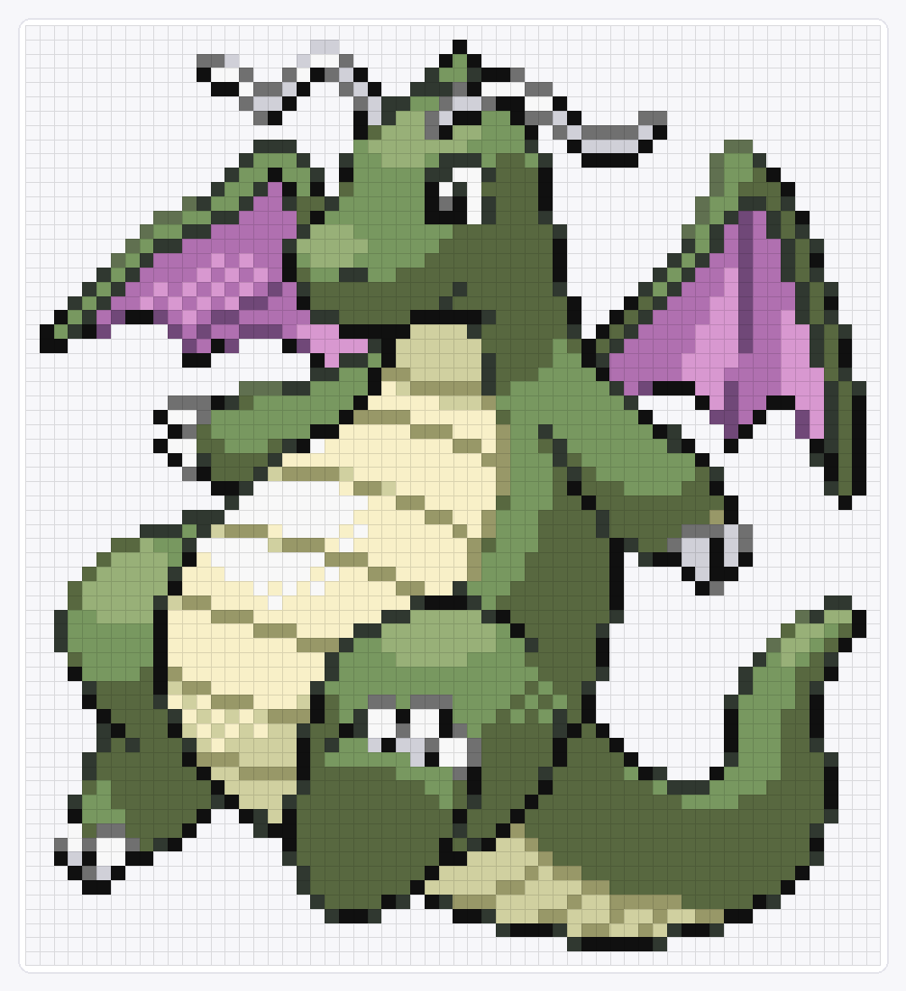 #149 Dragonite Shiny — 66×60 loom bead pattern chart