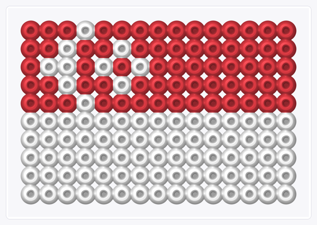 Singapore Mini Flag — Perler Bead Pattern — 10×15 perler bead pattern chart