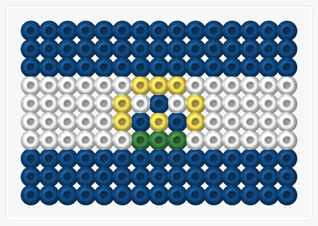 El Salvador Mini Flag — Perler Bead Pattern — 10×15 perler bead pattern chart