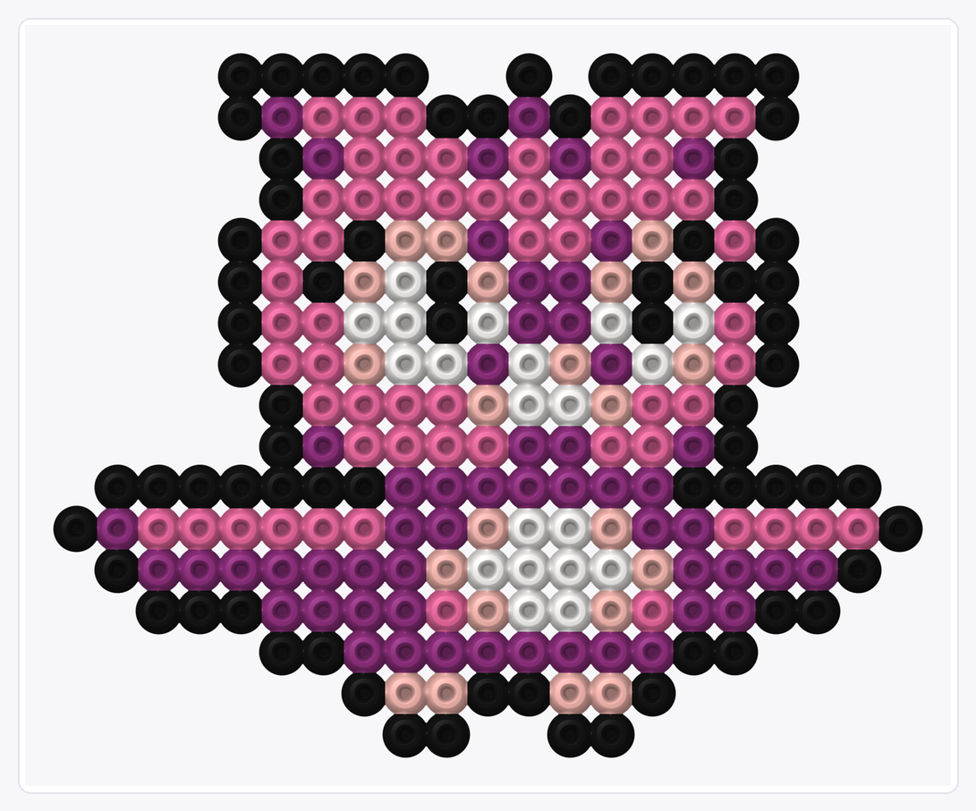 Pink Owl Flying — Perler Bead Pattern — 17×21 perler bead pattern chart