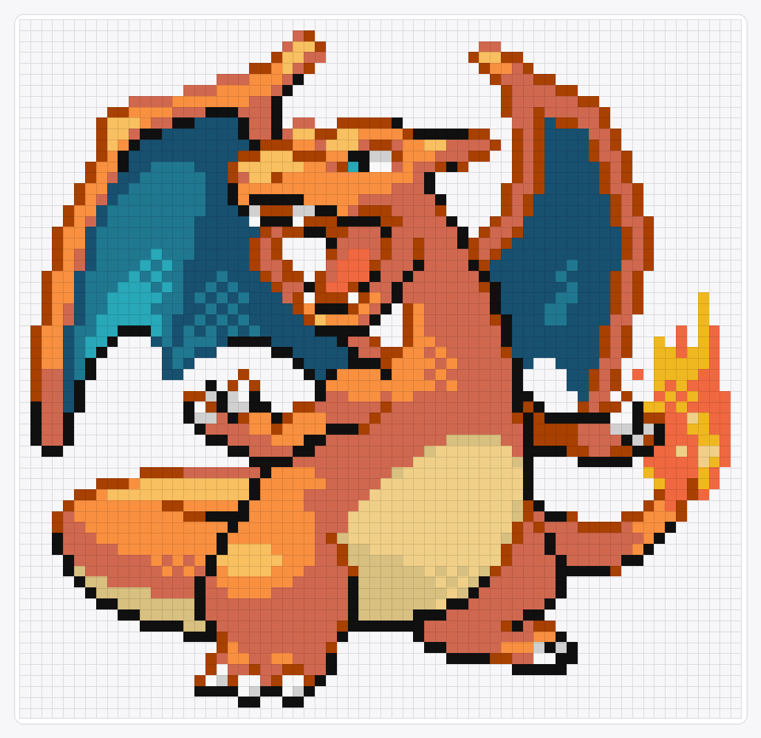 #006 Charizard — 64×66 loom bead pattern chart