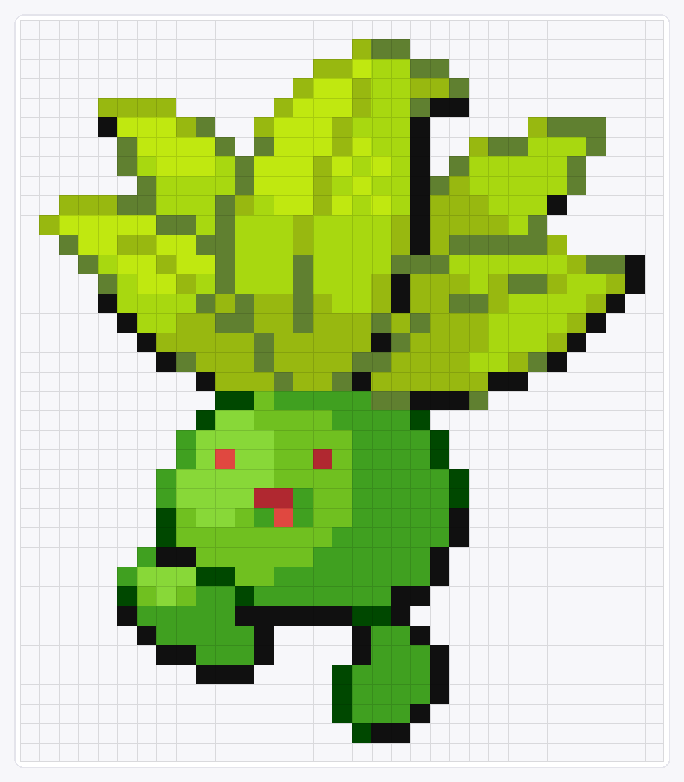 #043 Oddish Shiny — 38×33 loom bead pattern chart