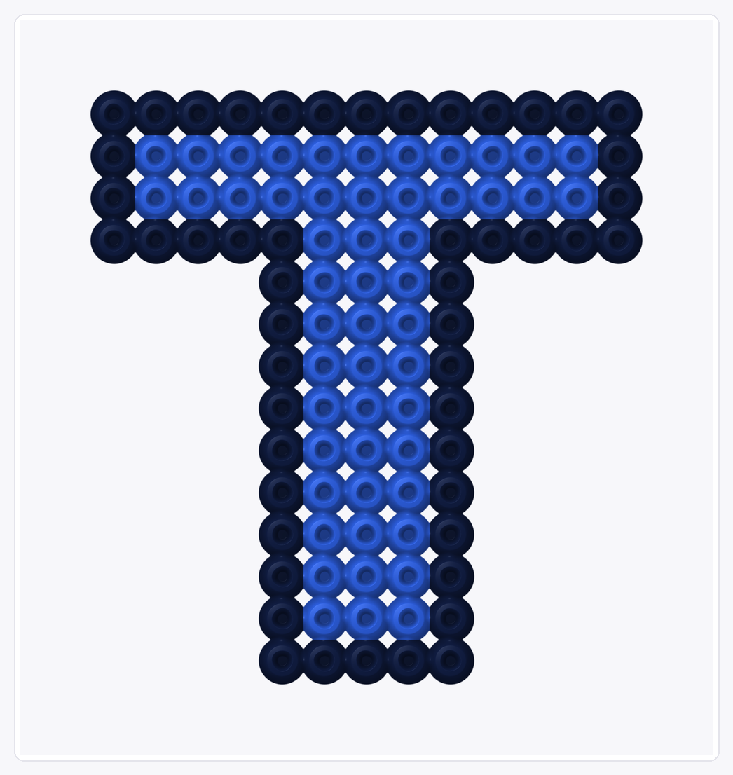 Letter T — Perler Bead Pattern — 16×15 perler bead pattern chart