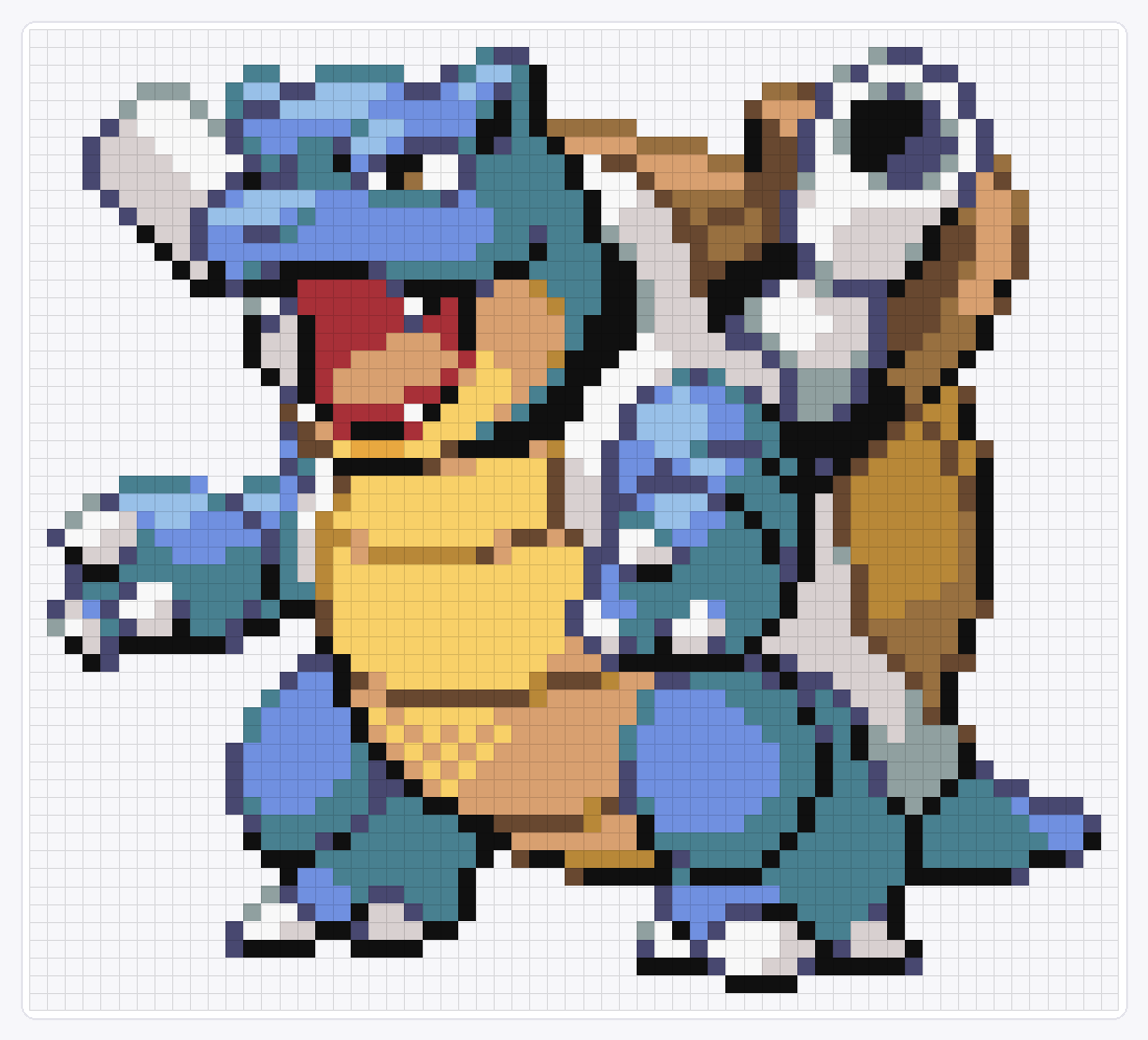 #009 Blastoise — 55×61 loom bead pattern chart