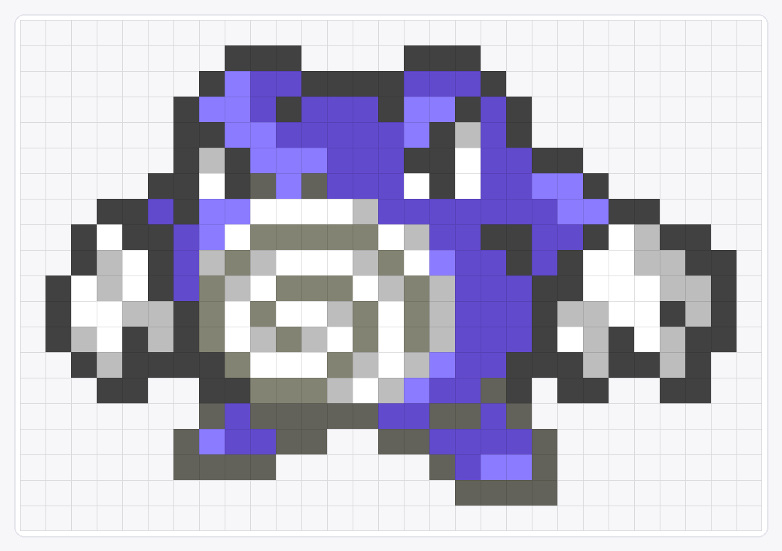 #062 Poliwrath Icon — 20×29 loom bead pattern chart