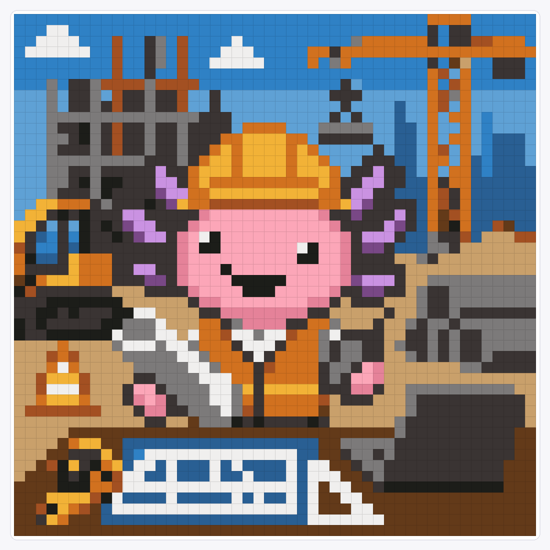 Engineer Axolotl — 48×48 loom bead pattern chart