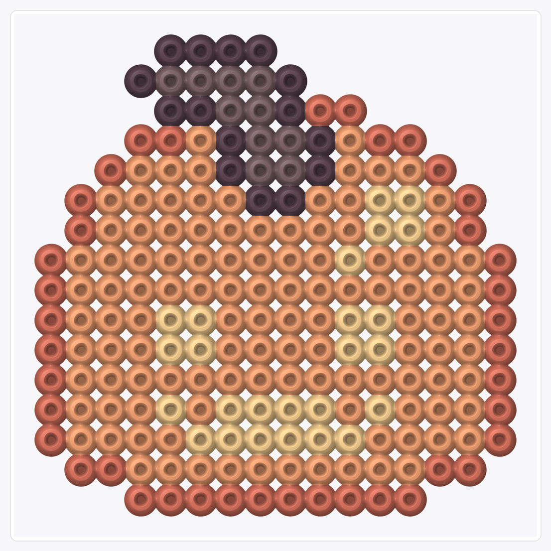 Glowing Jack-o-Lantern — Perler Bead Pattern — 16×16 perler bead pattern chart