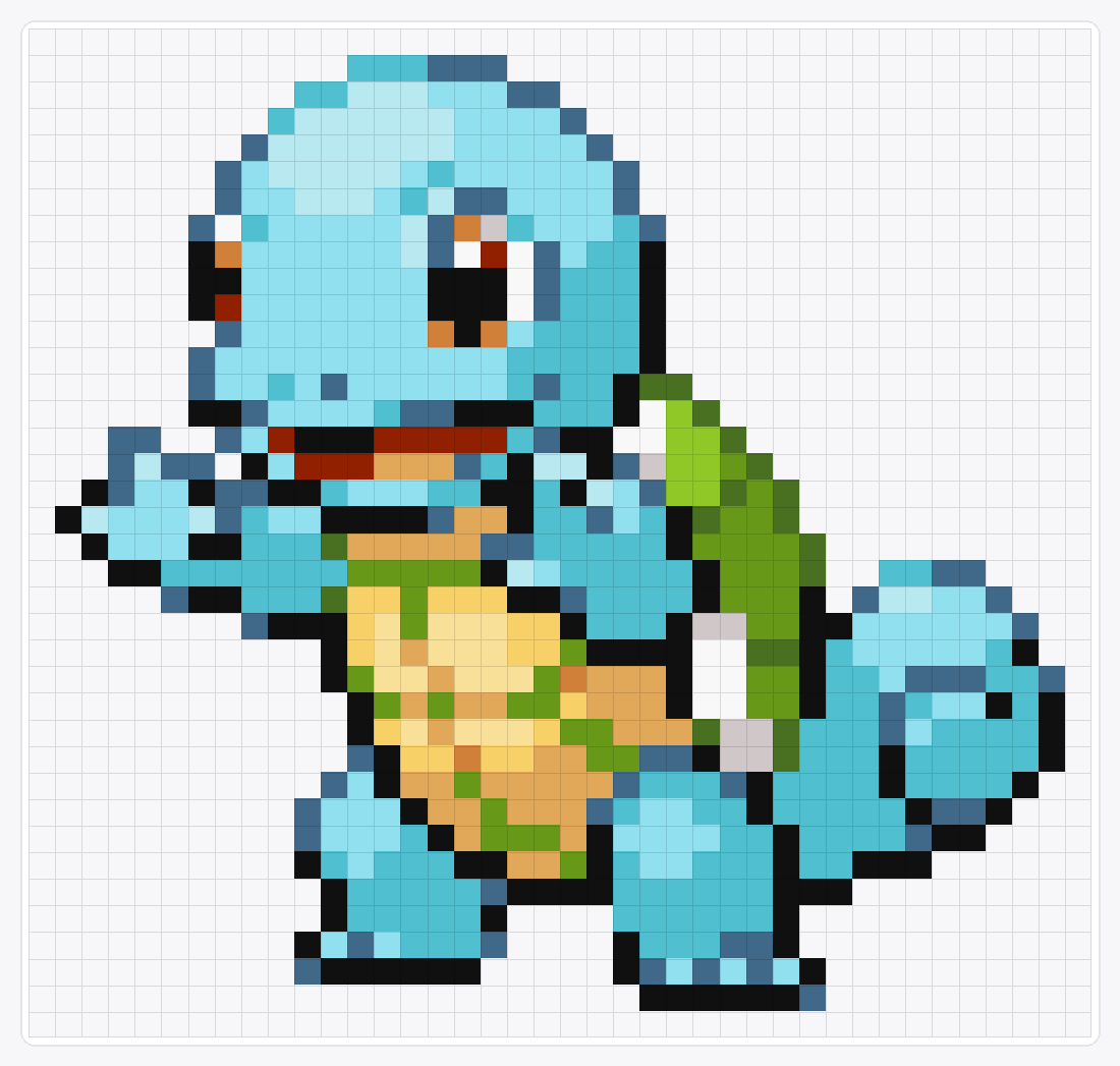 #007 Squirtle Shiny — 38×40 loom bead pattern chart