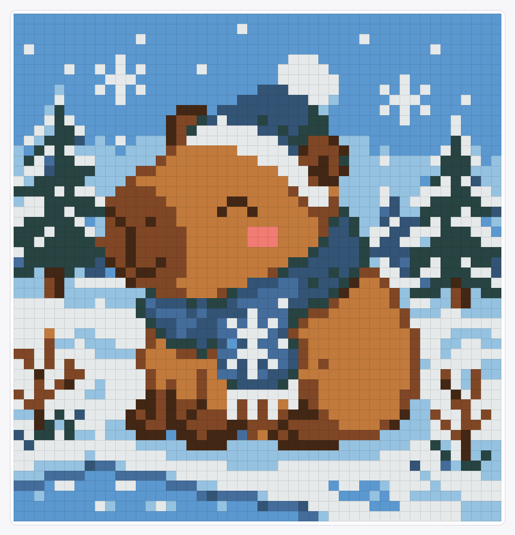 Winter Capibara — 50×48 loom bead pattern chart