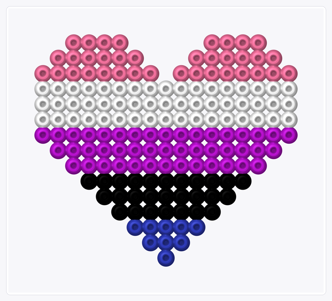 Genderfluid Pride Heart — Perler Bead Pattern — 17×19 perler bead pattern chart