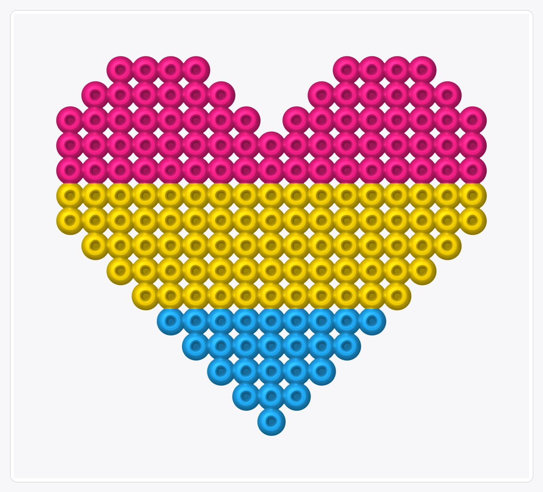 Pan Pride Heart — Perler Bead Pattern — 17×19 perler bead pattern chart