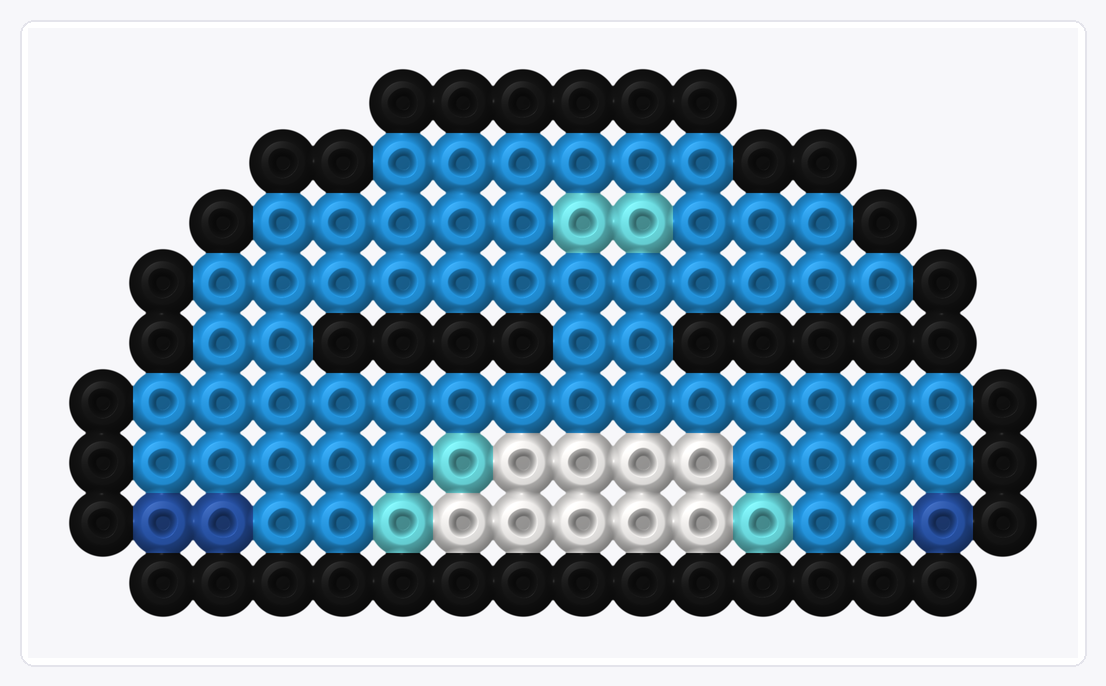 Flat Blue Slime — Perler Bead Pattern — 9×16 perler bead pattern chart