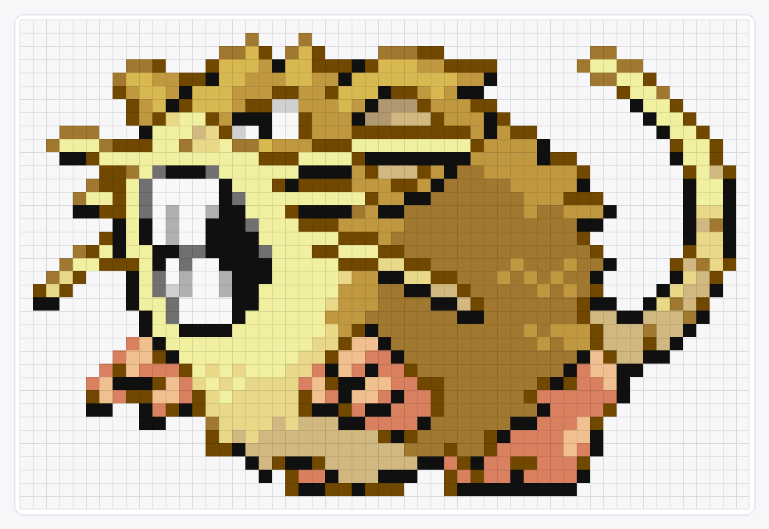 #020 Raticate — 37×55 loom bead pattern chart