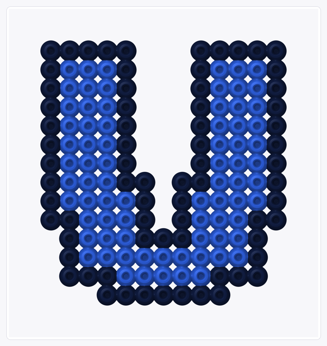 Letter U — Perler Bead Pattern — 16×15 perler bead pattern chart