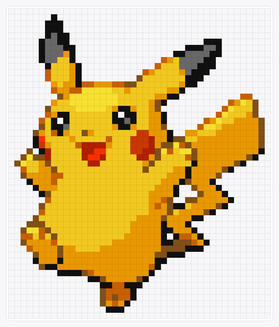 #025 Pikachu Shiny — 51×43 loom bead pattern chart