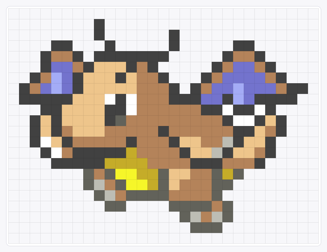 #149 Dragonite Icon — 22×29 loom bead pattern chart