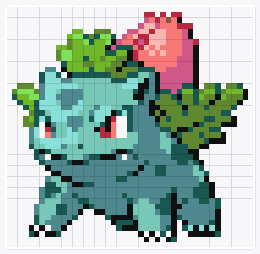 #002 Ivysaur — 44×45 loom bead pattern chart