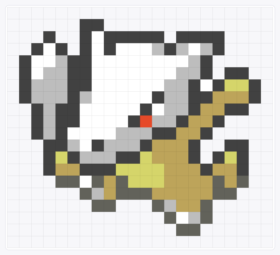 #105 Marowak Icon — 20×22 loom bead pattern chart