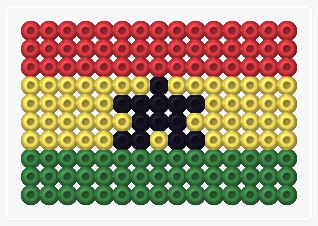 Ghana Mini Flag — Perler Bead Pattern — 10×15 perler bead pattern chart