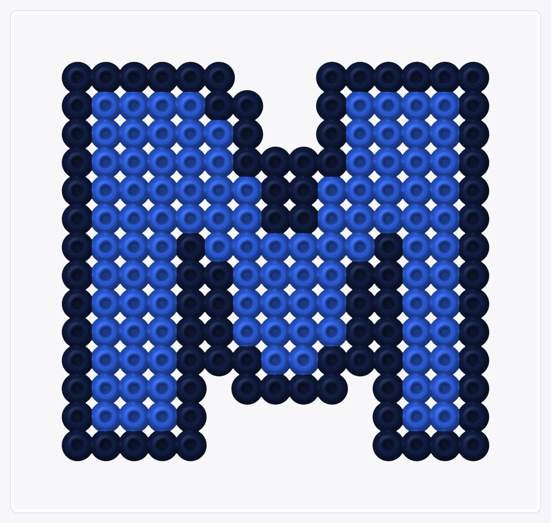 Letter M — Perler Bead Pattern — 16×17 perler bead pattern chart