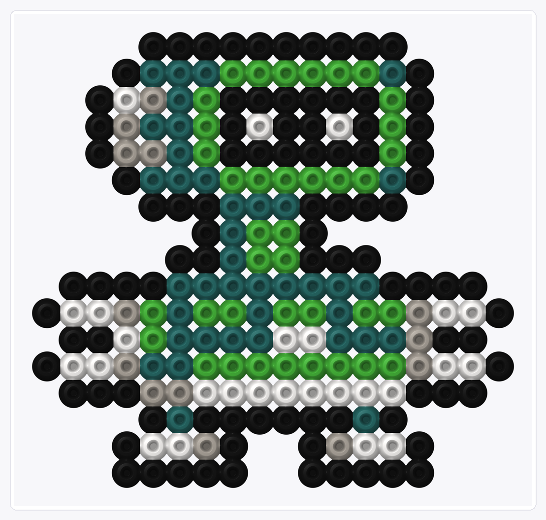 Green Robot — Perler Bead Pattern — 17×18 perler bead pattern chart