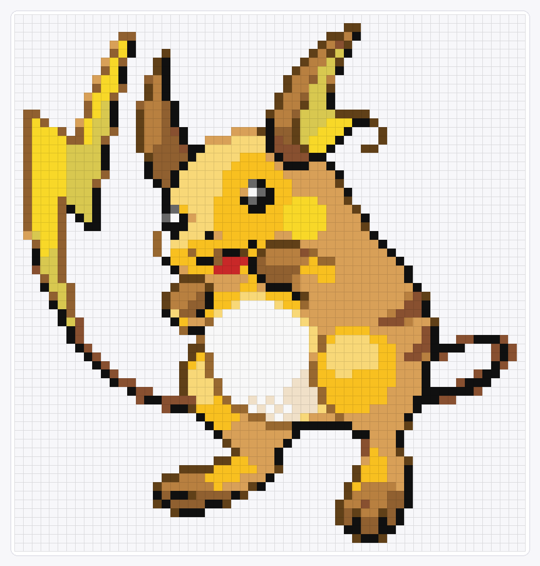 #026 Raichu — 62×59 loom bead pattern chart