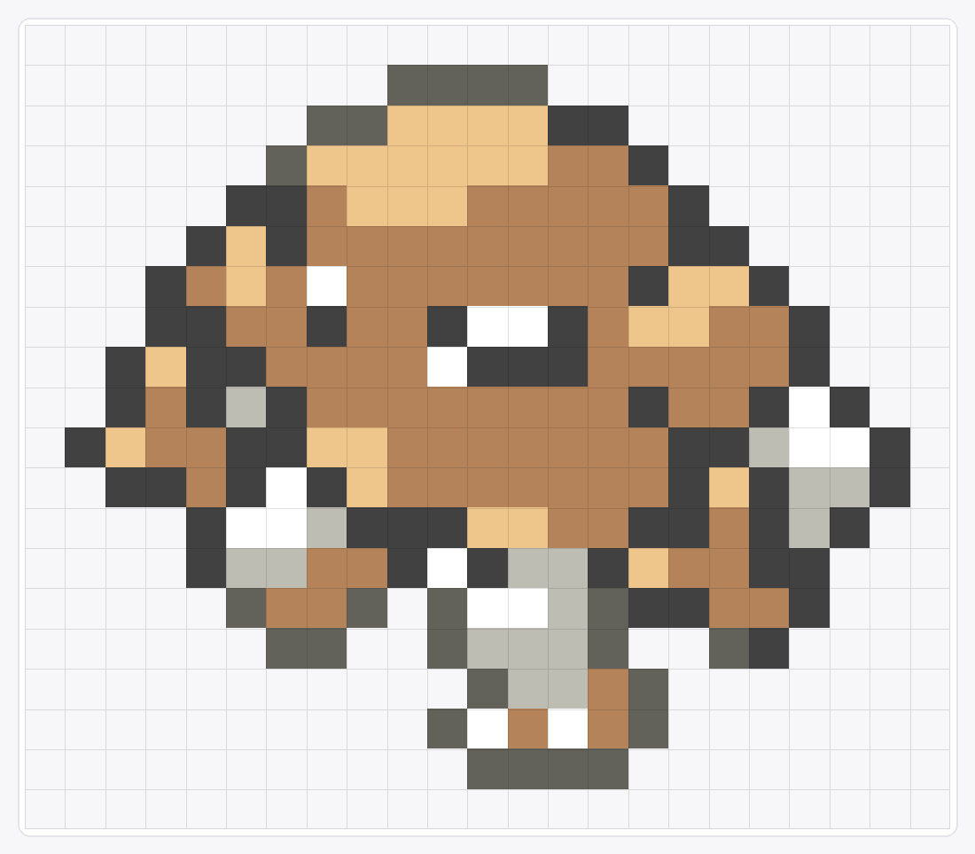 #106 Hitmonlee Icon — 20×23 loom bead pattern chart