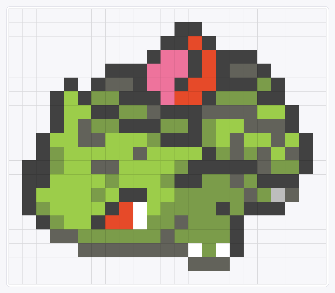 #002 Ivysaur Icon — 20×23 loom bead pattern chart