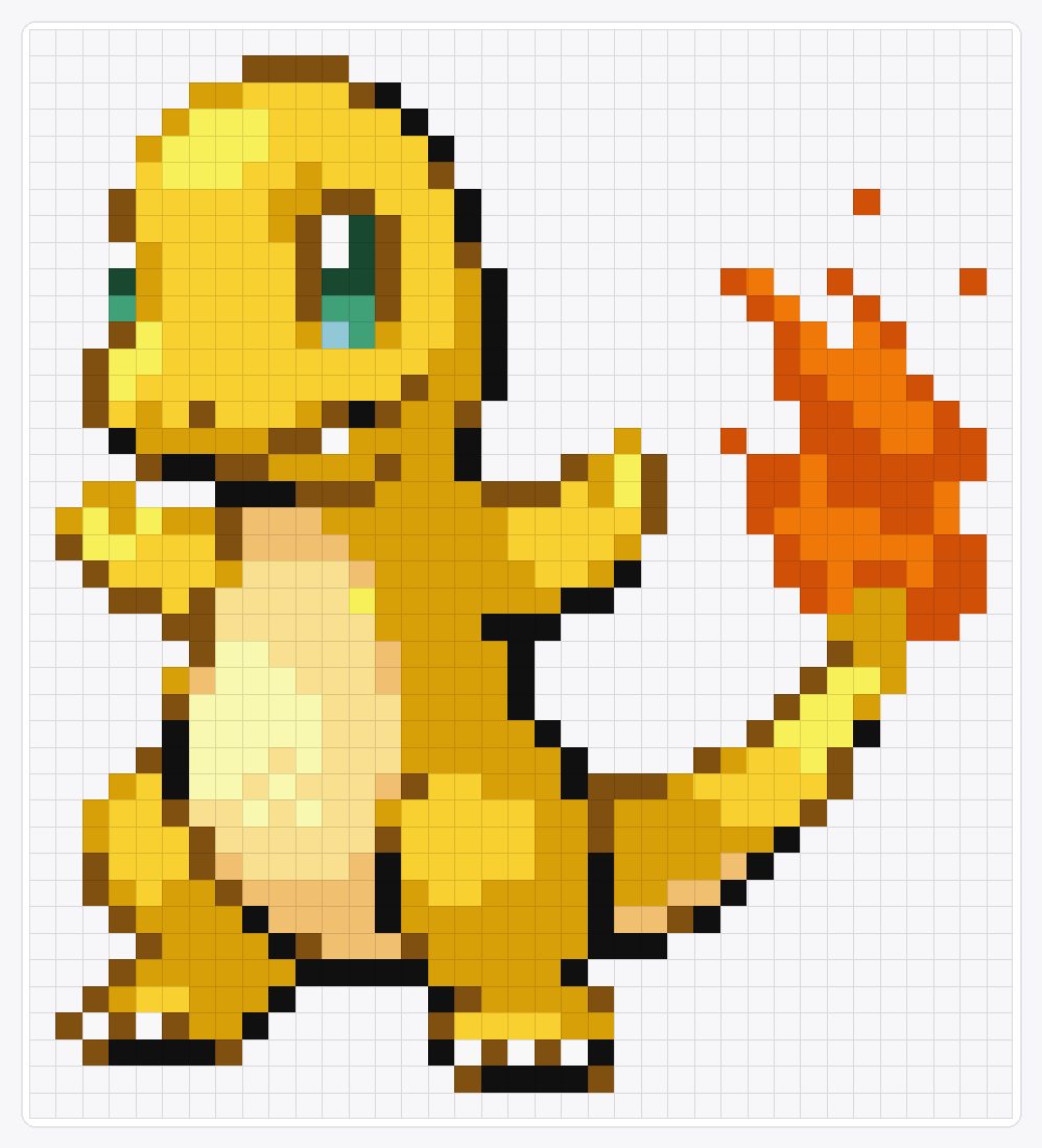 #004 Charmander Shiny — 41×37 loom bead pattern chart