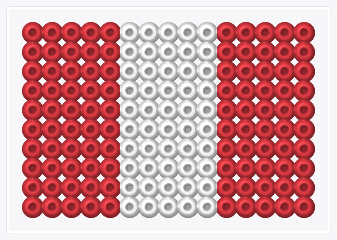 Peru Mini Flag — Perler Bead Pattern — 10×15 perler bead pattern chart