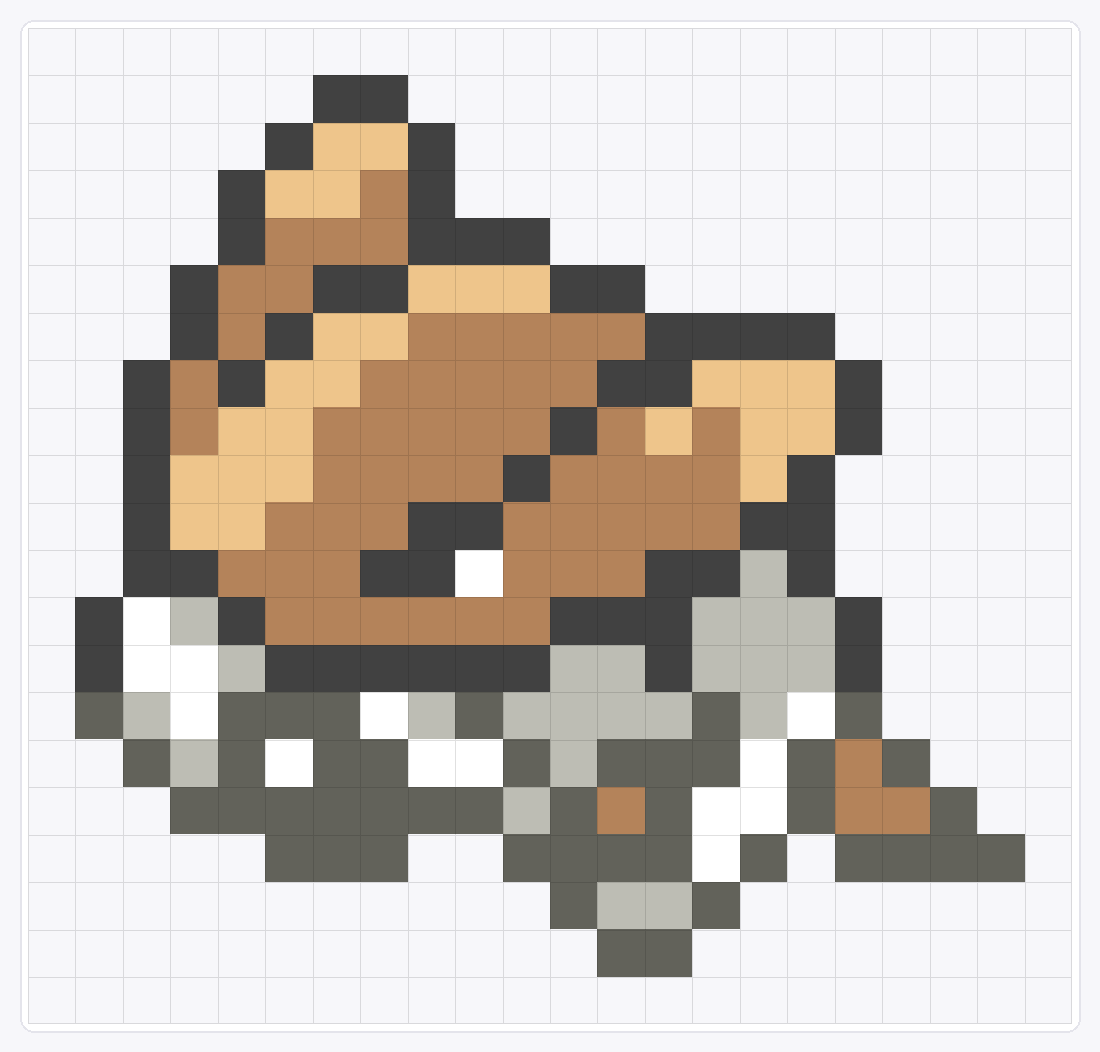 #141 Kabutops Icon — 21×22 loom bead pattern chart