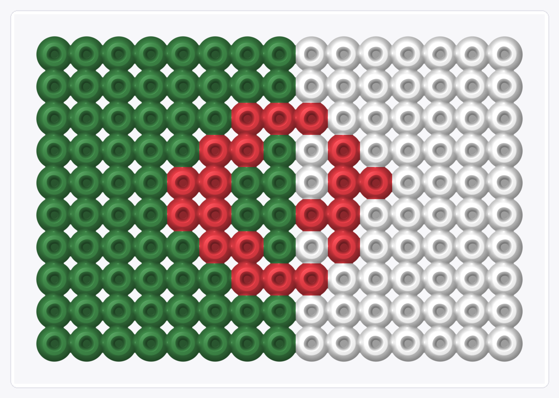 Algeria Mini Flag — Perler Bead Pattern — 10×15 perler bead pattern chart