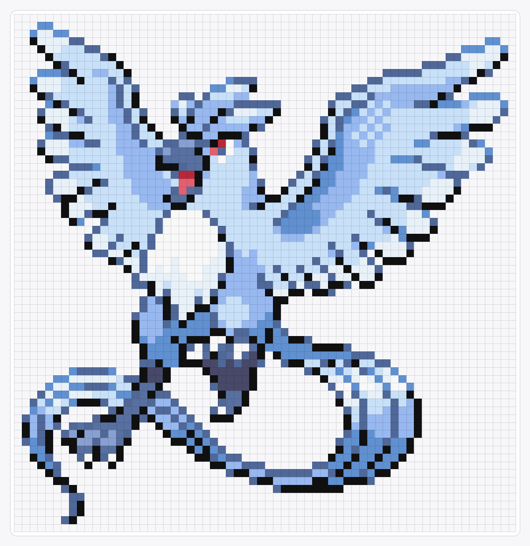 #144 Articuno Shiny — 66×64 loom bead pattern chart