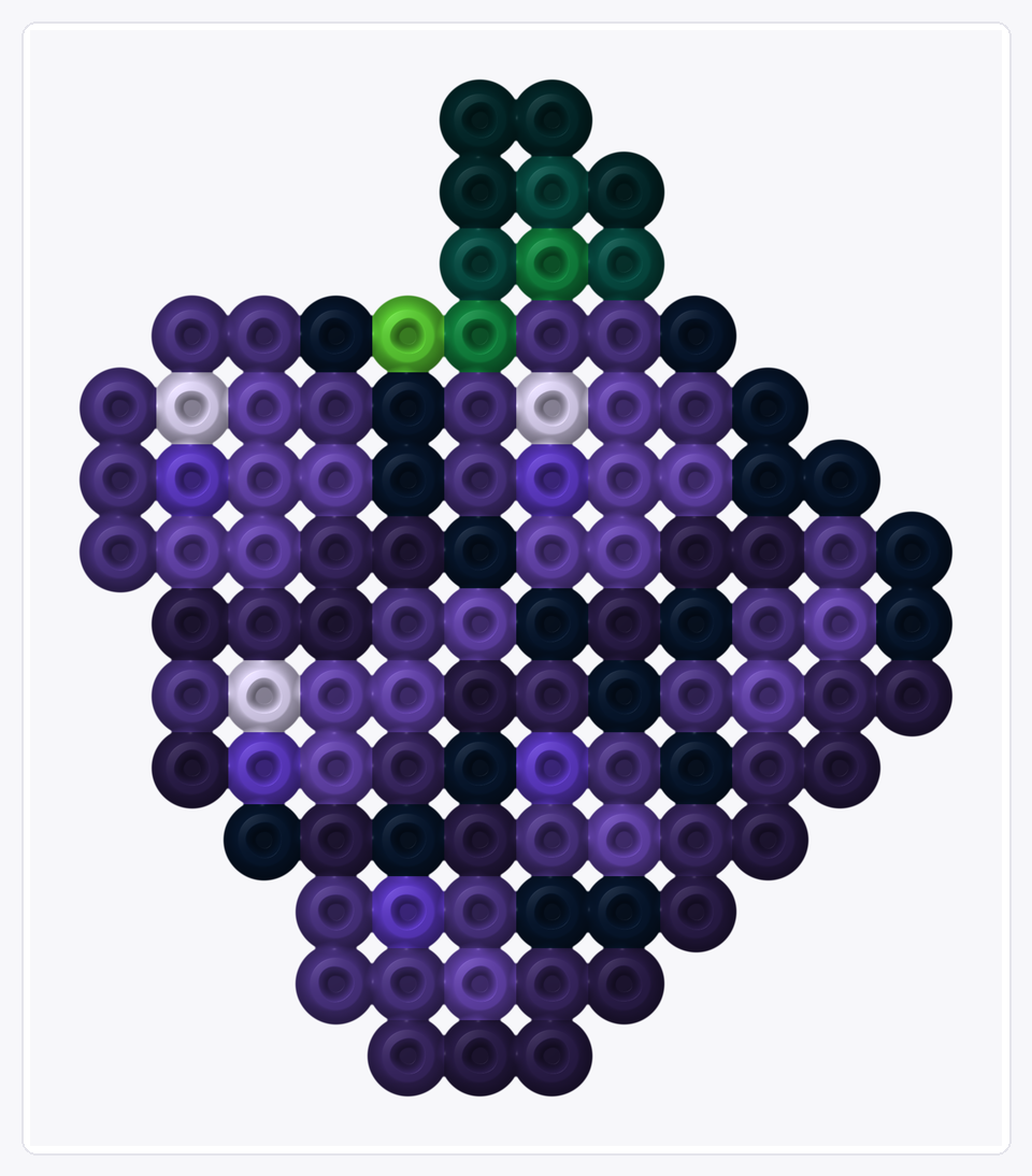 Grapes — Perler Bead Pattern — 14×12 perler bead pattern chart