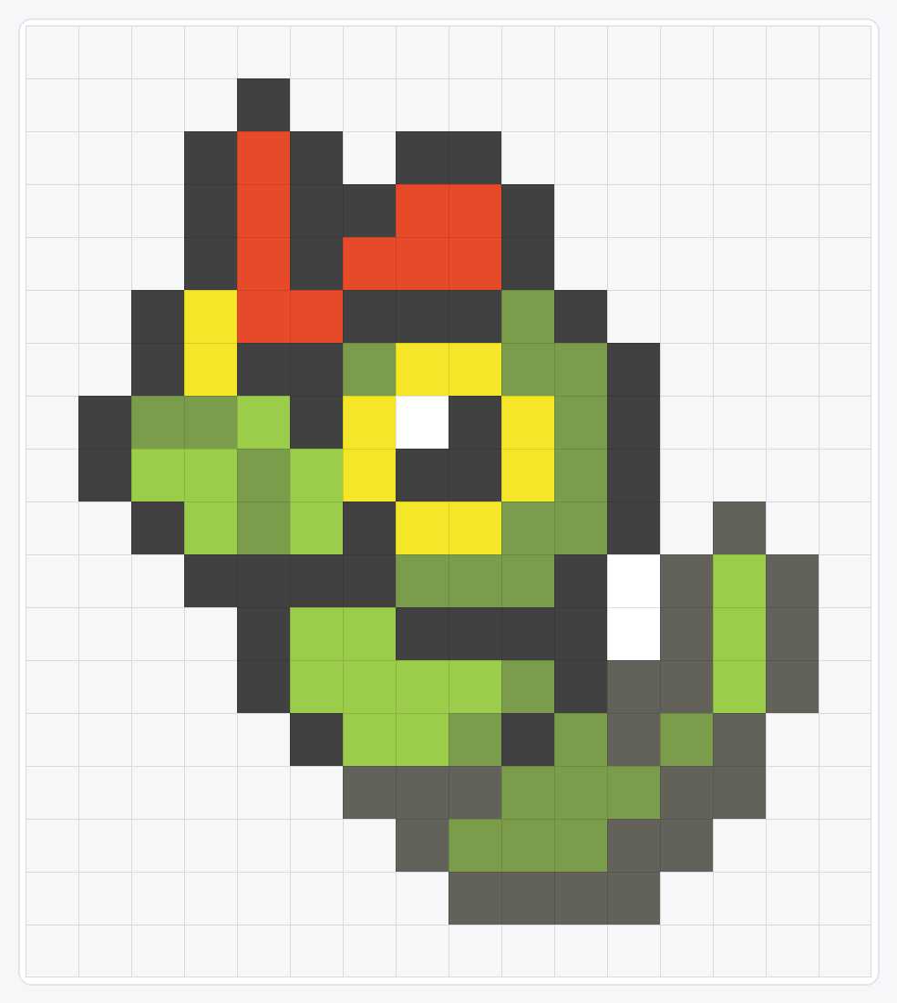 #010 Caterpie Icon — 18×16 loom bead pattern chart