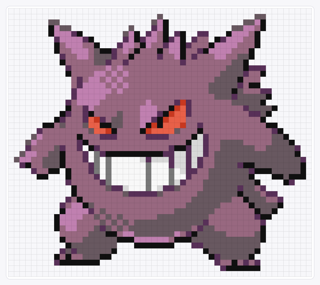 #094 Gengar — 47×53 loom bead pattern chart