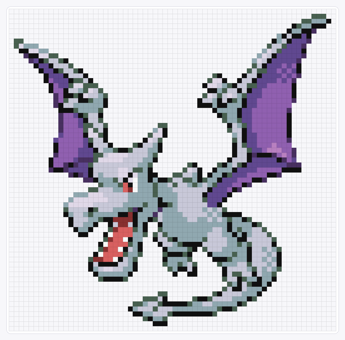 #142 Aerodactyl — 65×66 loom bead pattern chart
