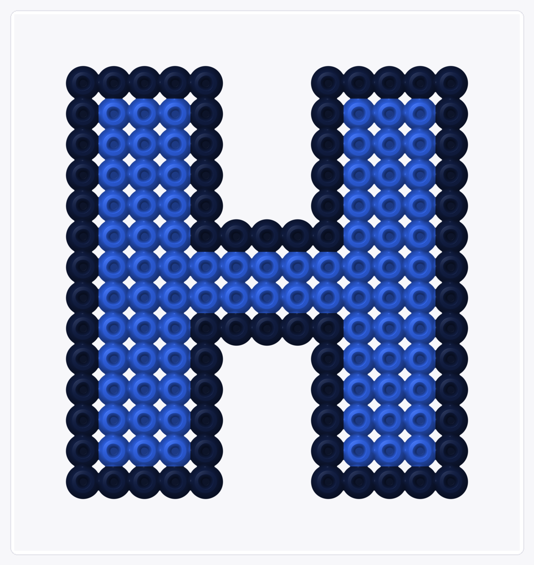 Letter H — Perler Bead Pattern — 16×15 perler bead pattern chart