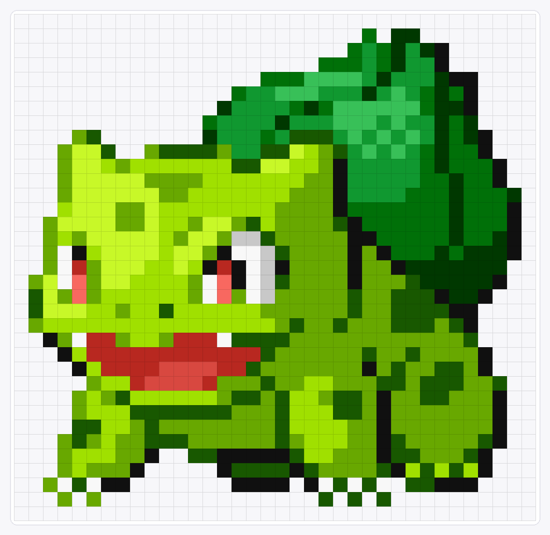 #001 Bulbasaur Shiny — 35×36 loom bead pattern chart