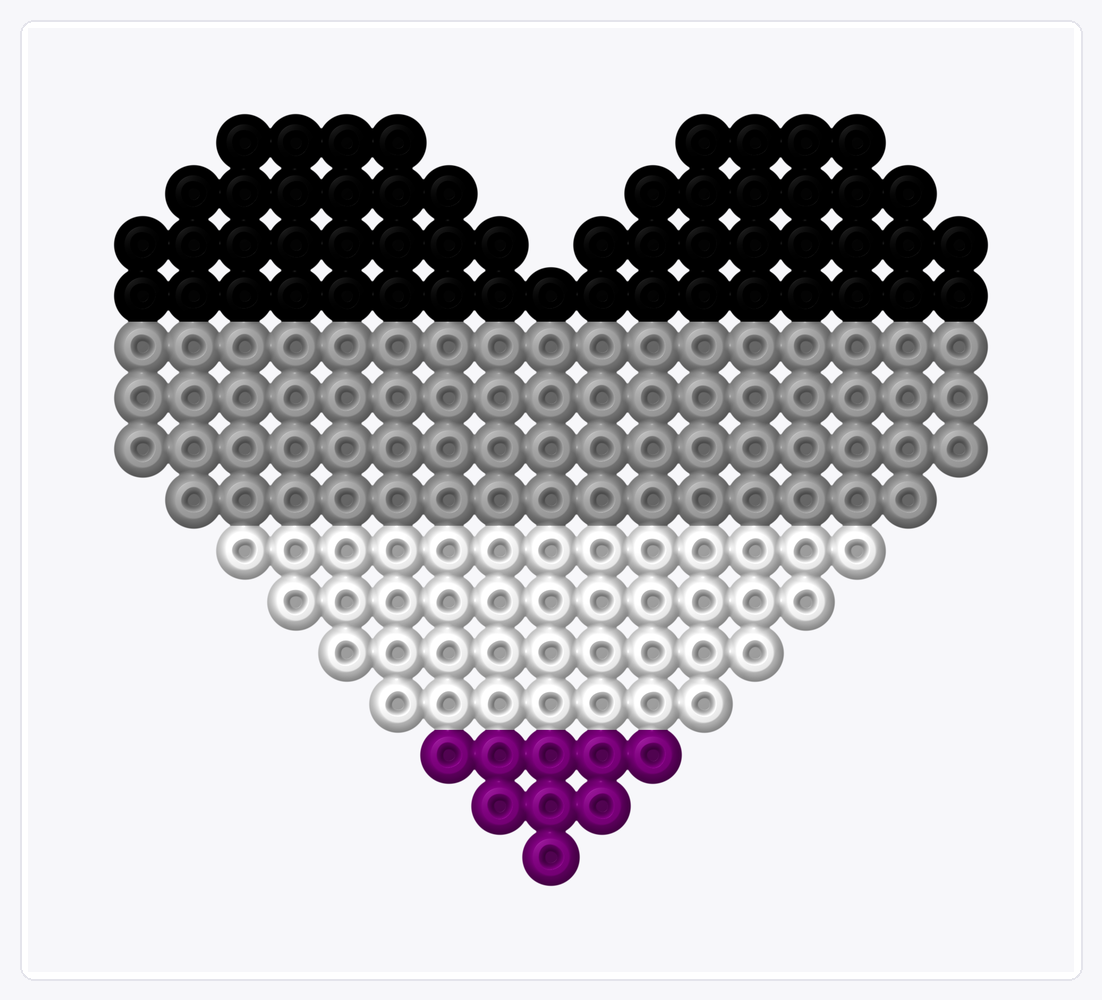 Ace Pride Heart — Perler Bead Pattern — 17×19 perler bead pattern chart