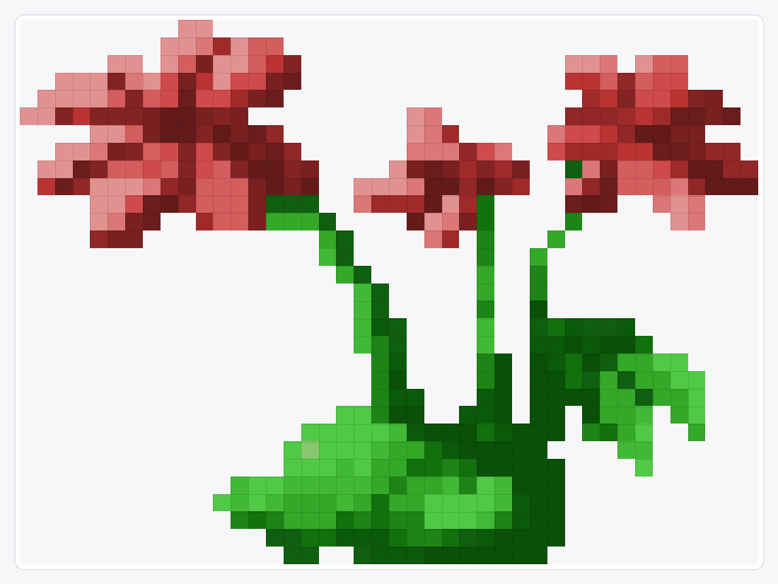 Red Rose — Loom Beading Pattern — 31×42 loom bead pattern chart