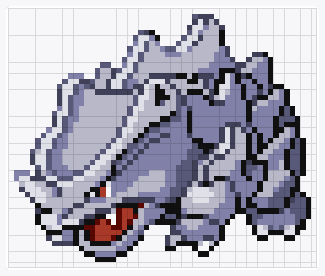 #111 Rhyhorn — 48×57 loom bead pattern chart