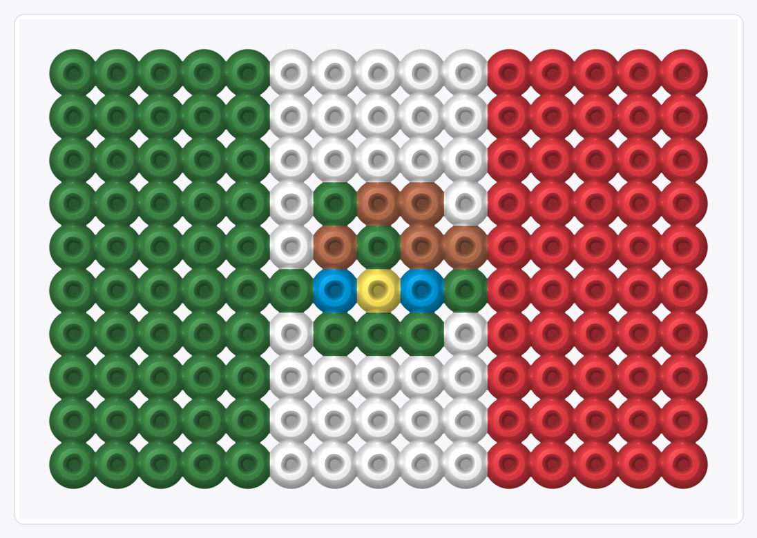 Mexico Mini Flag — Perler Bead Pattern — 10×15 perler bead pattern chart