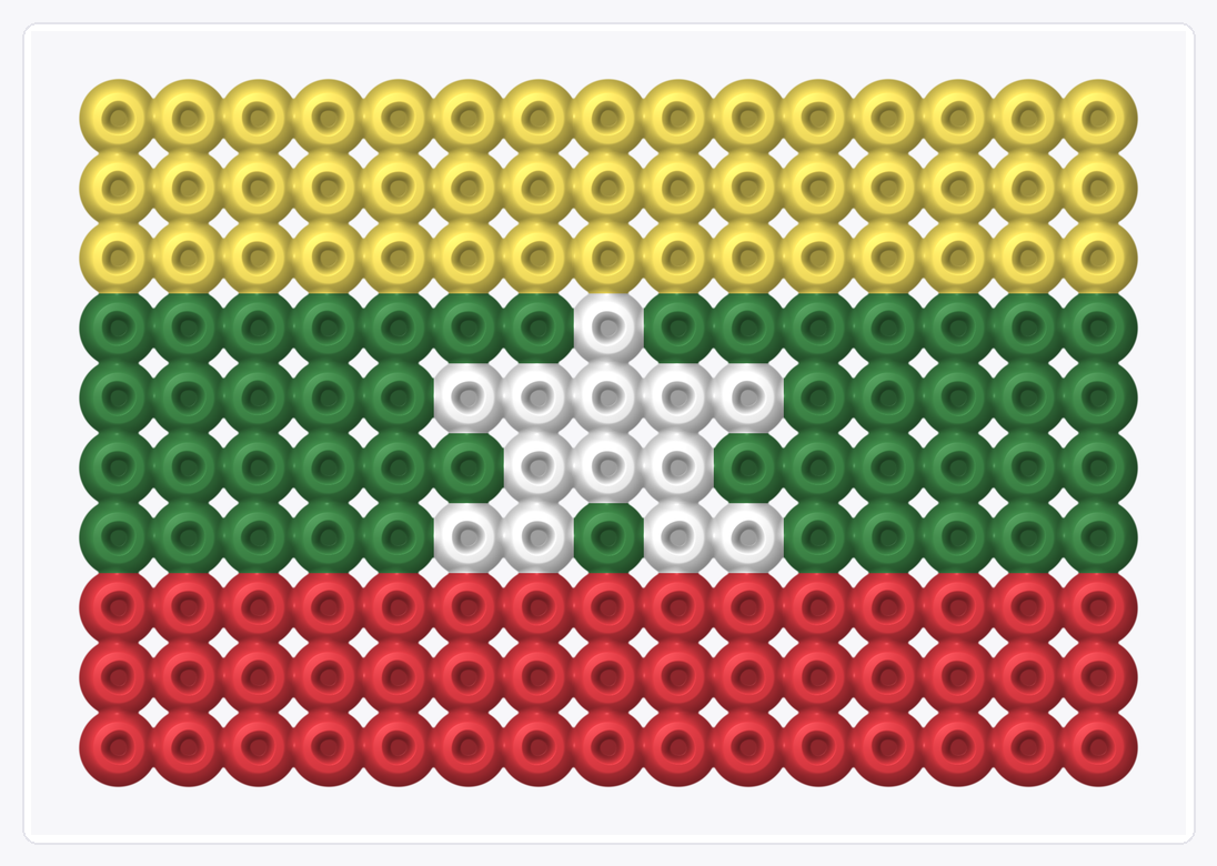 Myanmar Mini Flag — Perler Bead Pattern — 10×15 perler bead pattern chart